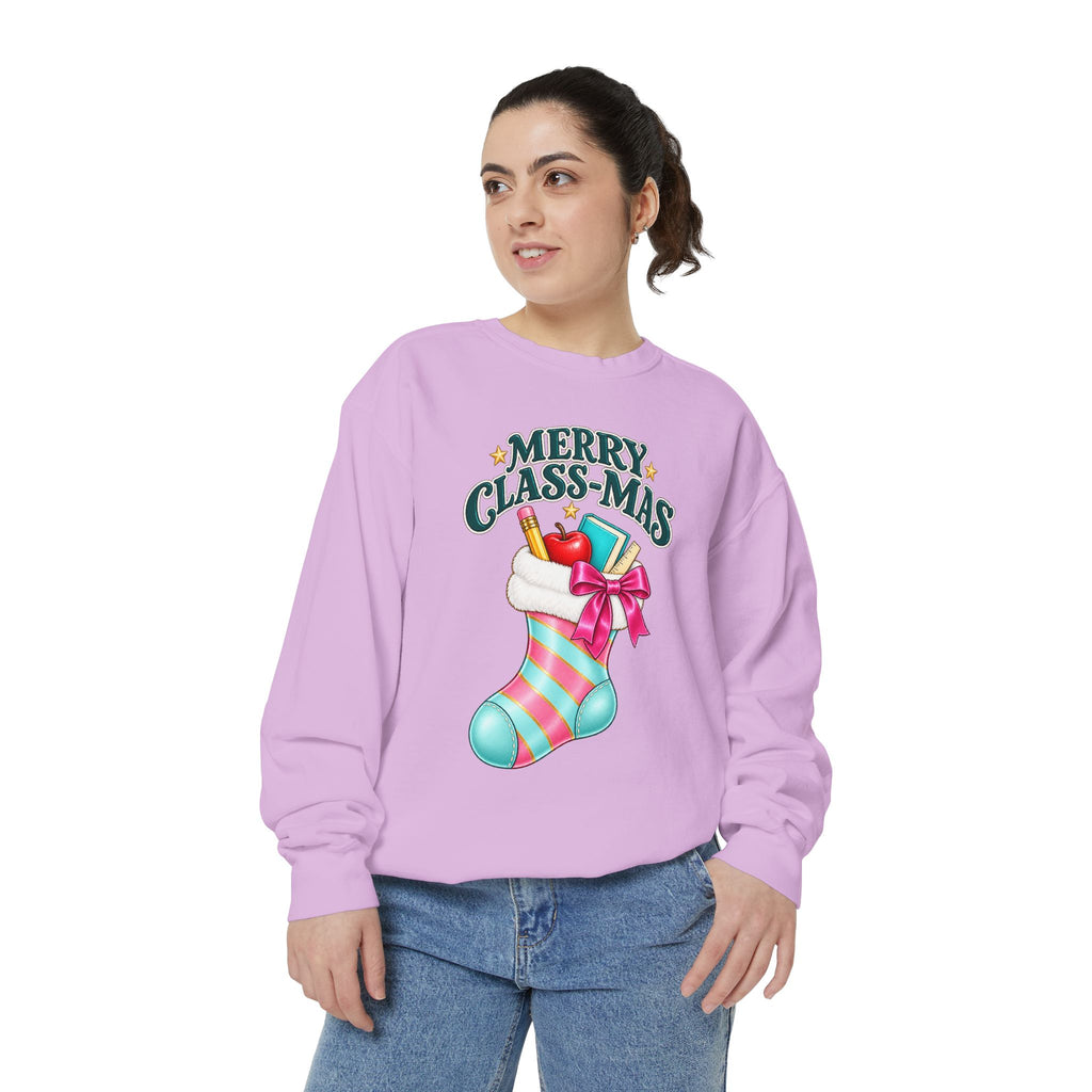 Merry Class-mas Sweatshirt — Christmas Teacher Holiday Stocking Crewneck