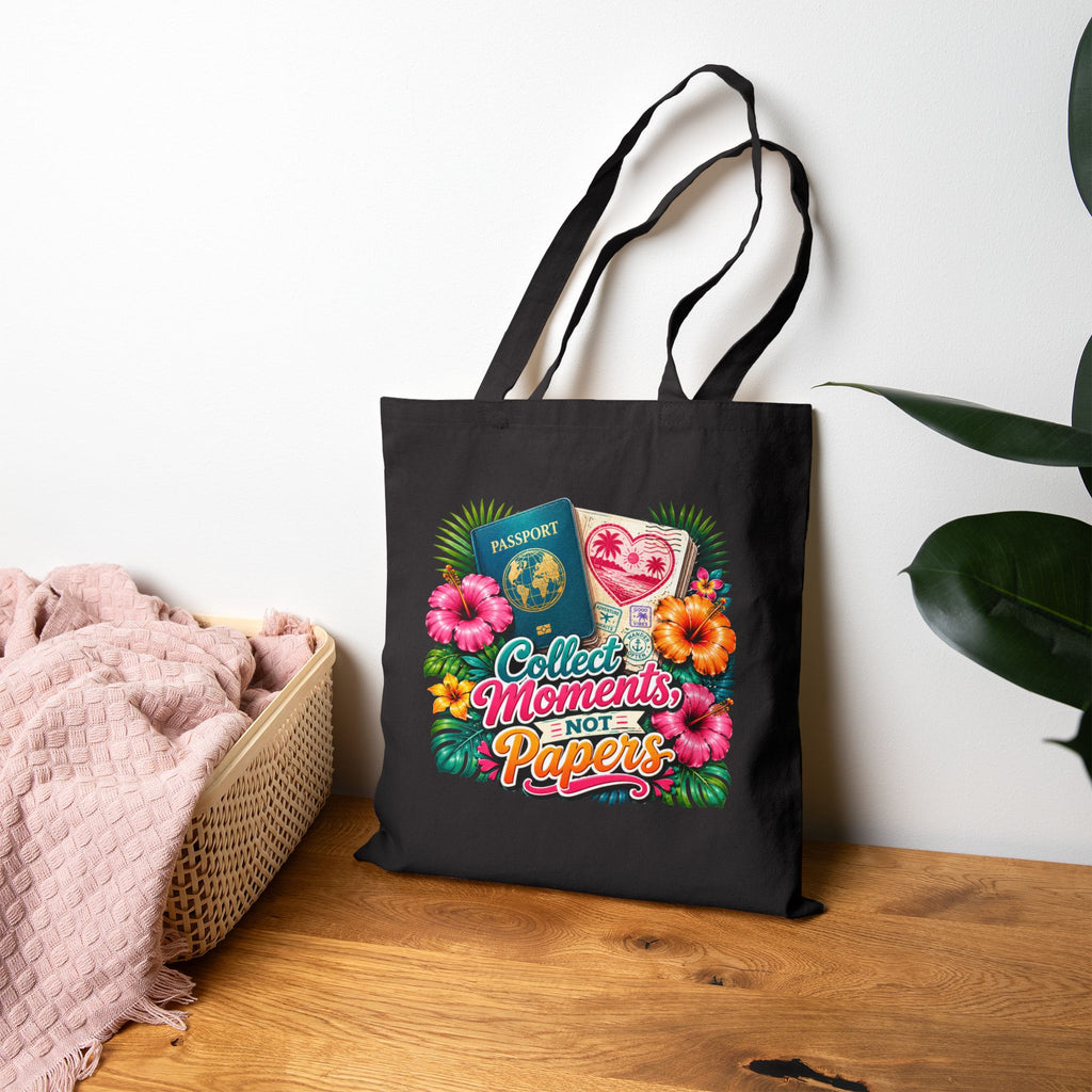 Collect Moments Not Papers - Tropical Travel Canvas Tote