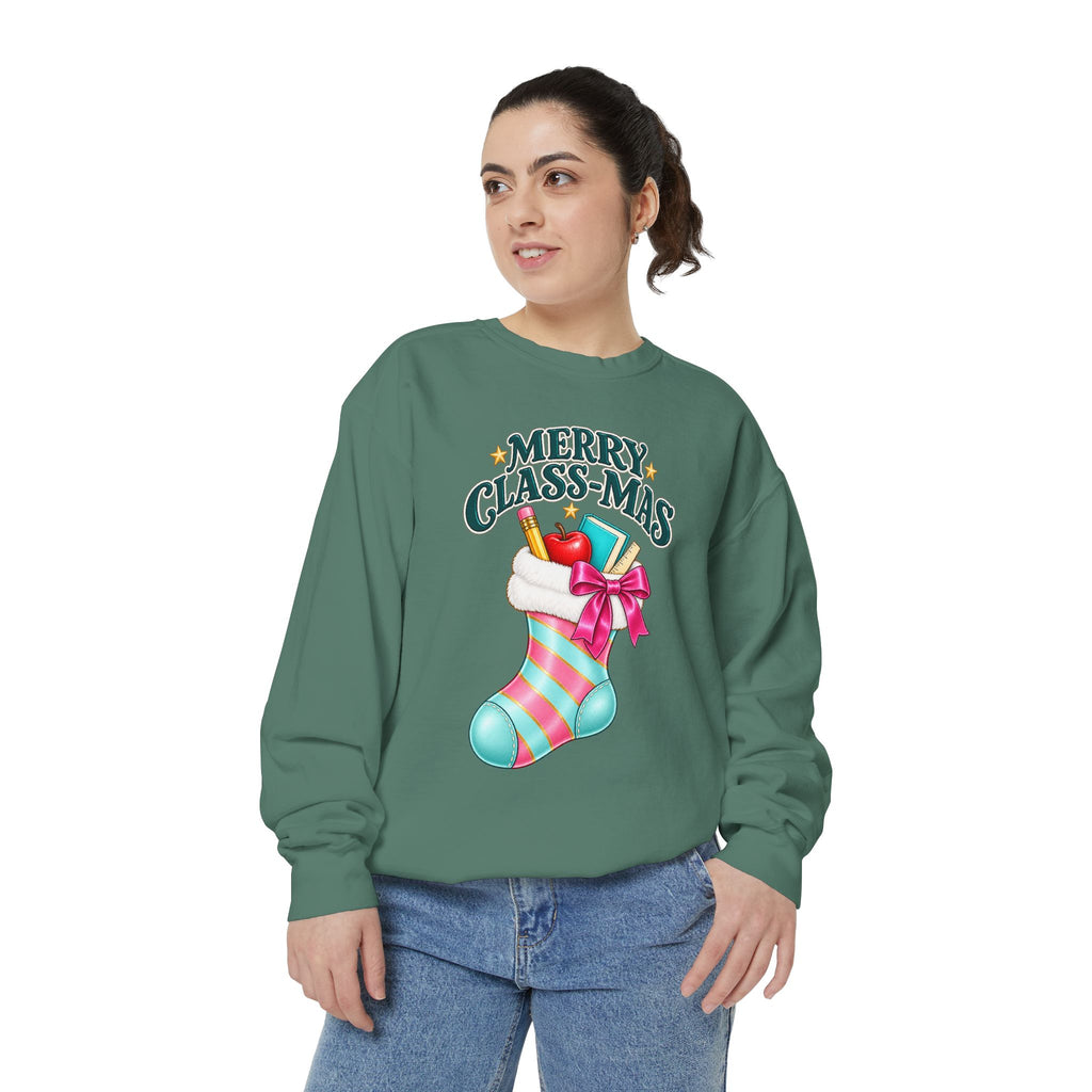 Merry Class-mas Sweatshirt — Christmas Teacher Holiday Stocking Crewneck