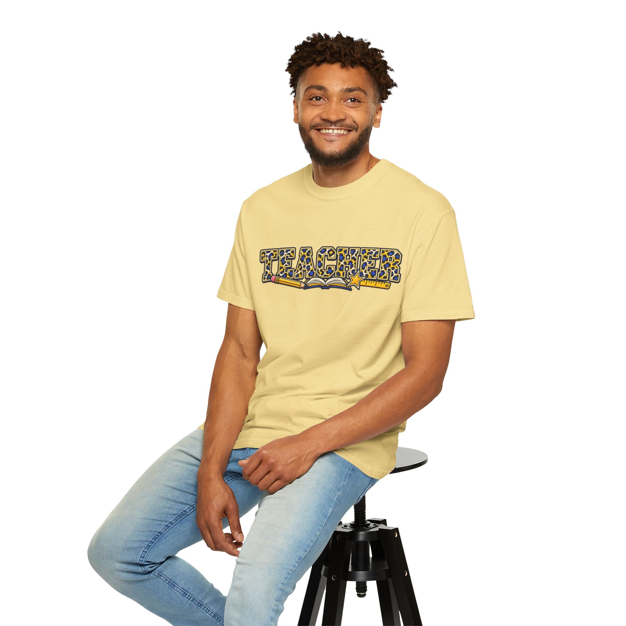 Leopard Print Teacher Comfort Colors® Heavyweight Tee 🍎✏️