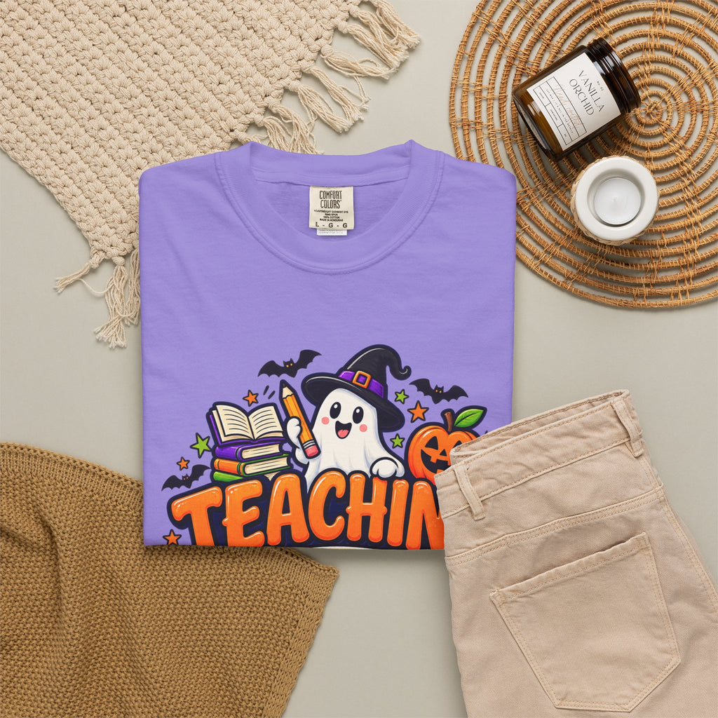 Teaching Is a Treat Halloween T-Shirt — Cute Ghost & Pumpkin Teacher Tee