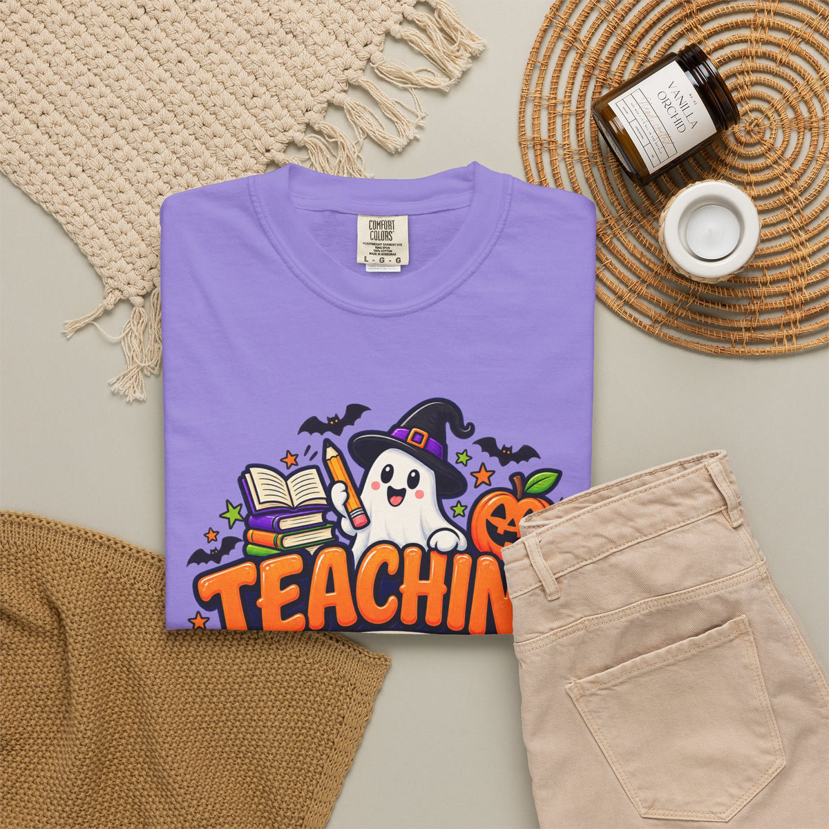 Teaching Is a Treat Halloween T-Shirt — Cute Ghost & Pumpkin Teacher Tee