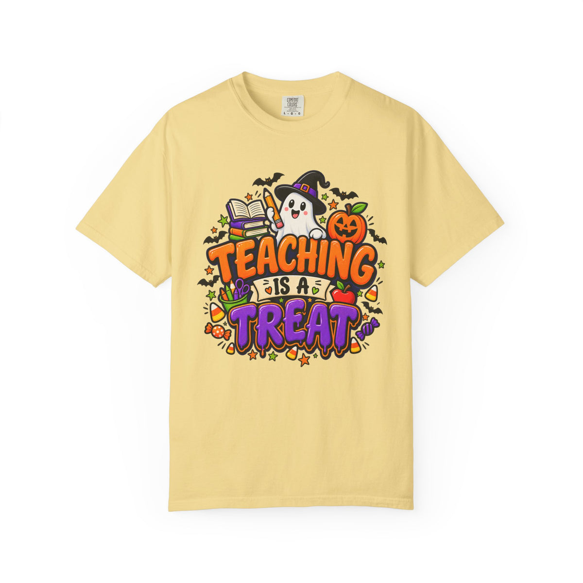 Teaching Is a Treat Halloween T-Shirt — Cute Ghost & Pumpkin Teacher Tee