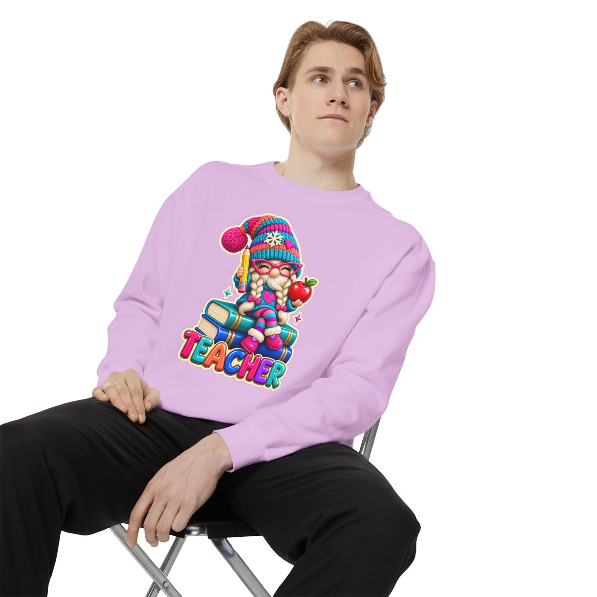 Teacher Gnome Book Lover Holiday Sweatshirt