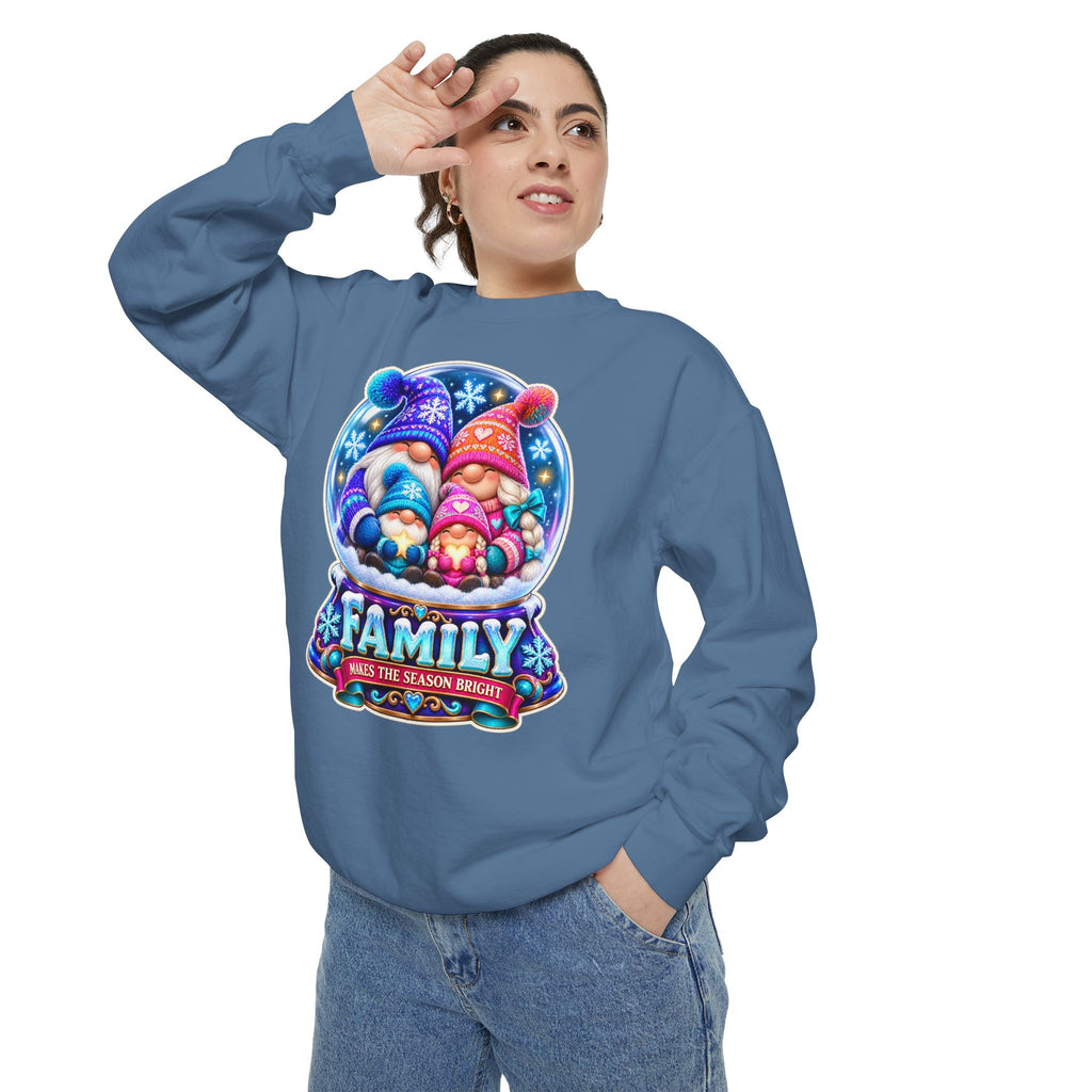 Family Gnome Christmas Sweatshirt "Family Makes the Season Bright"