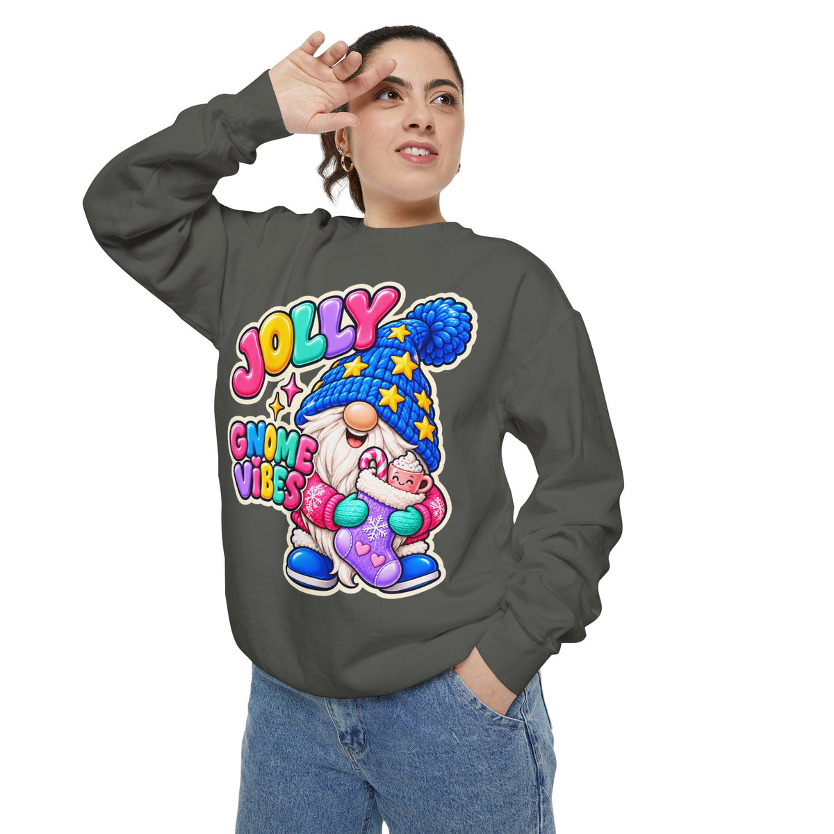 Jolly Gnome Vibes Christmas Sweatshirt
