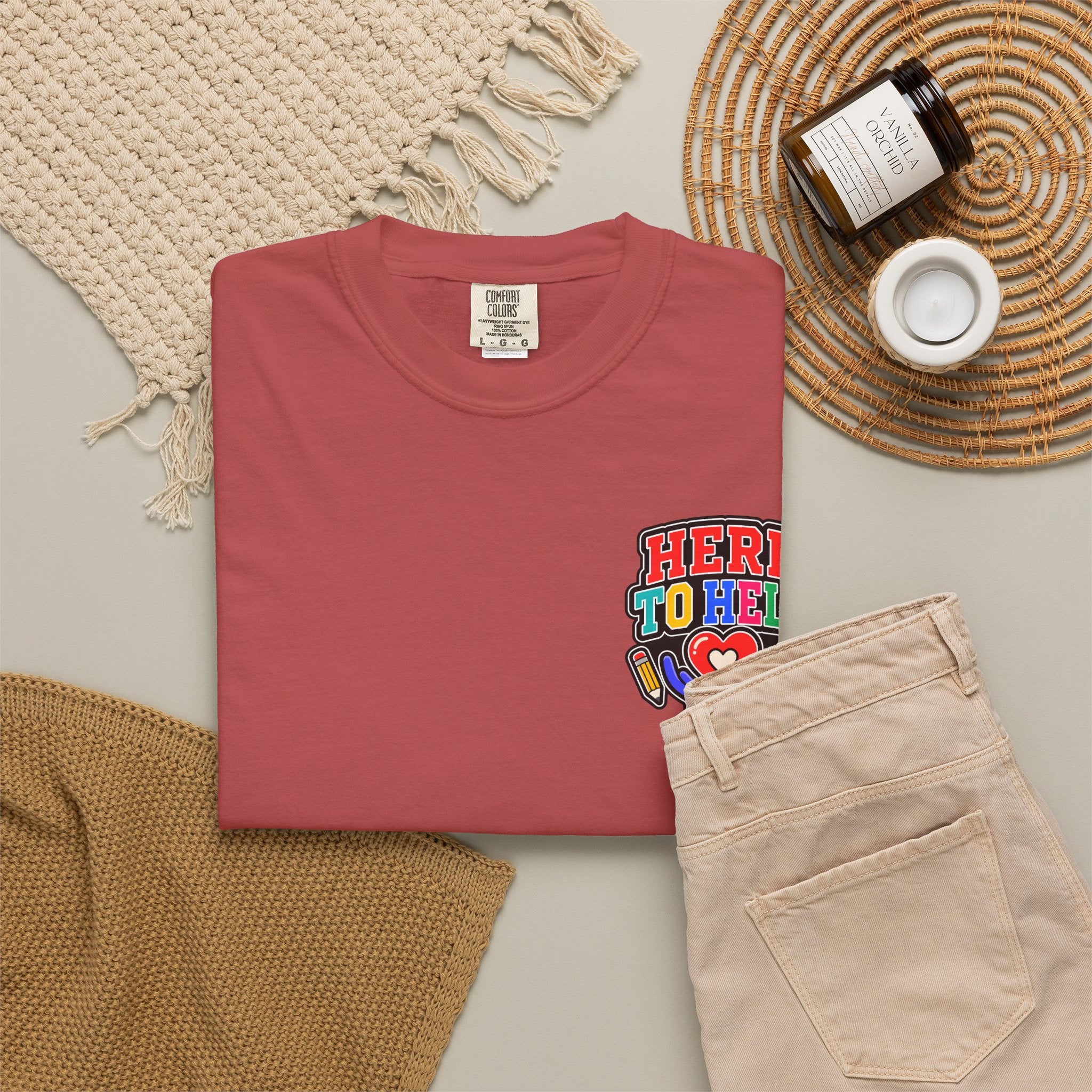 Here to Help School Support Staff Comfort Colors® Tee 🍎✏️