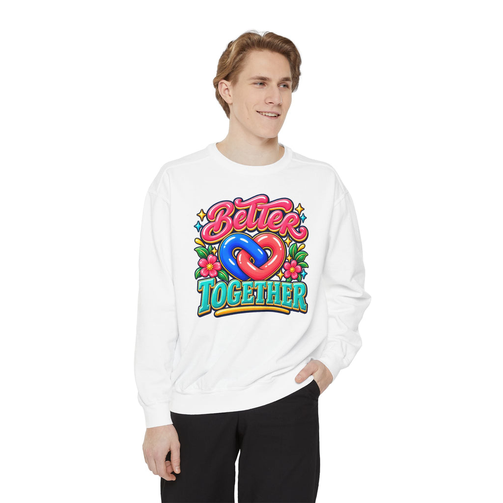 Better Together Heart Sweatshirt — Yellow & Aqua