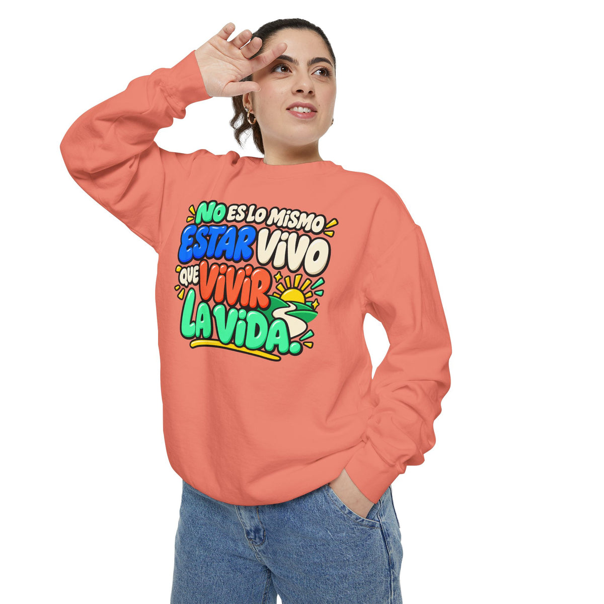 No Es Lo Mismo Estar Vivo Que Vivir la Vida Sweatshirt | Spanish Inspirational Crewneck 🌅✨