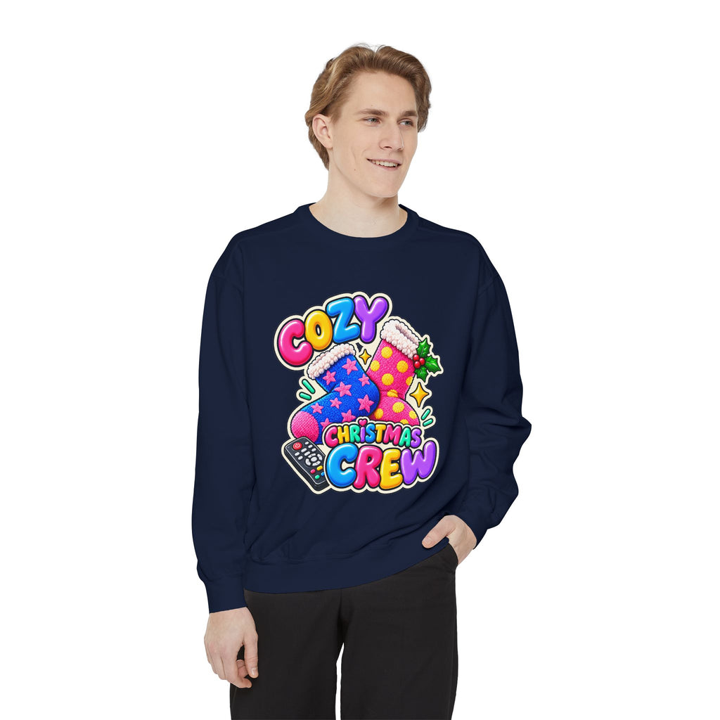 Cozy Christmas Crew Crewneck Sweatshirt 🧦🎄📺