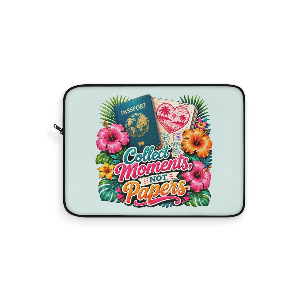 Collect Moments, Not Papers - Breezy Mint Laptop and iPad Sleeve