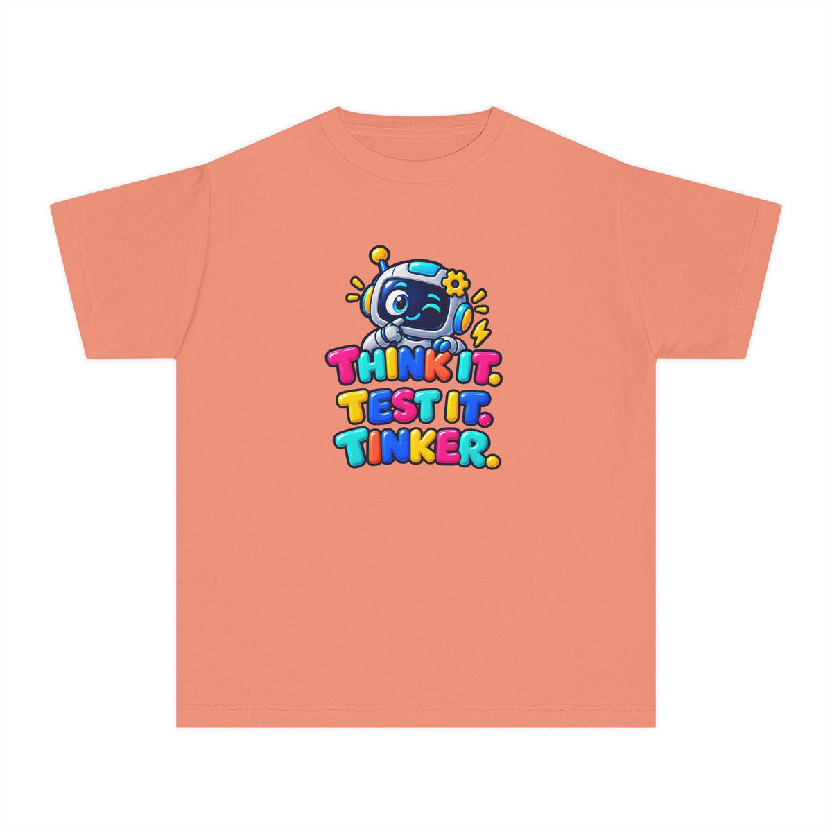 🤖 Think It. Test It. Tinker." Robot STEM Graphic Kids Tee