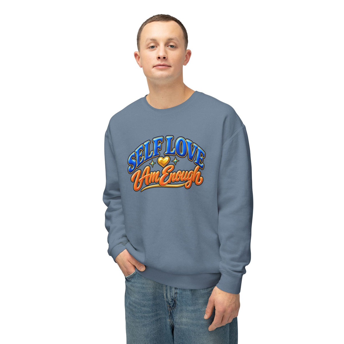 Self Love "I Am Enough" Crewneck Sweatshirt — Retro Positive Message Pullover