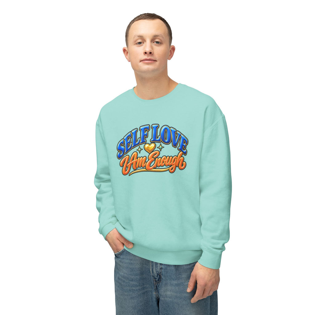 Self Love "I Am Enough" Crewneck Sweatshirt — Retro Positive Message Pullover