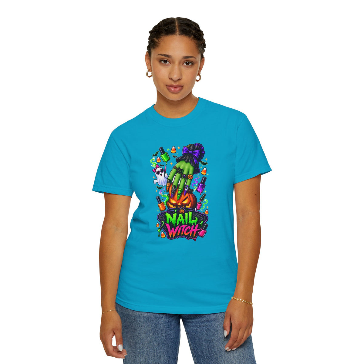 Nail Witch Halloween Tee – Adult Unisex Nail Tech & Beauty Salon Shirt