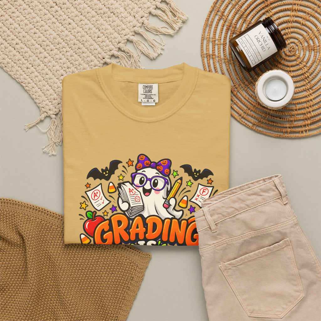 Grading Is Scary Enough T-Shirt — Halloween Teacher Funny Tee