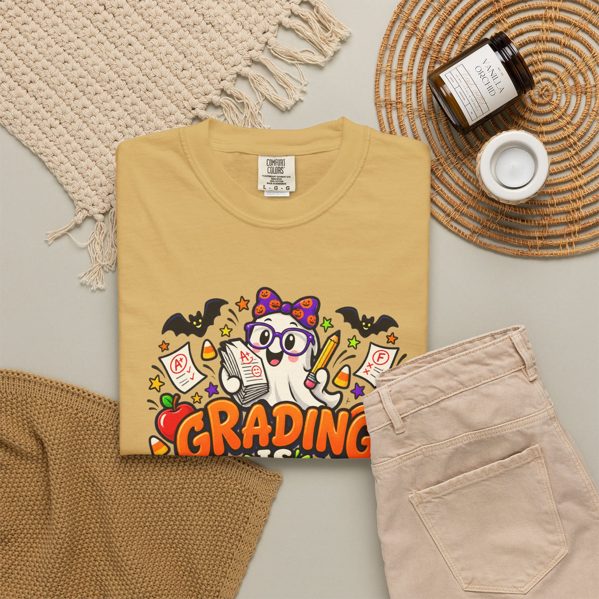 Grading Is Scary Enough T-Shirt — Halloween Teacher Funny Tee