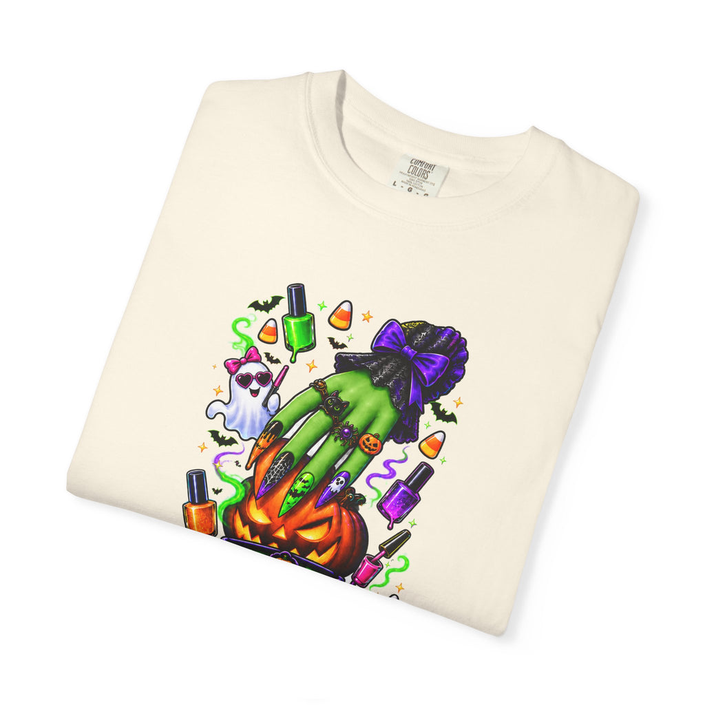 Nail Witch Halloween Tee – Adult Unisex Nail Tech & Beauty Salon Shirt