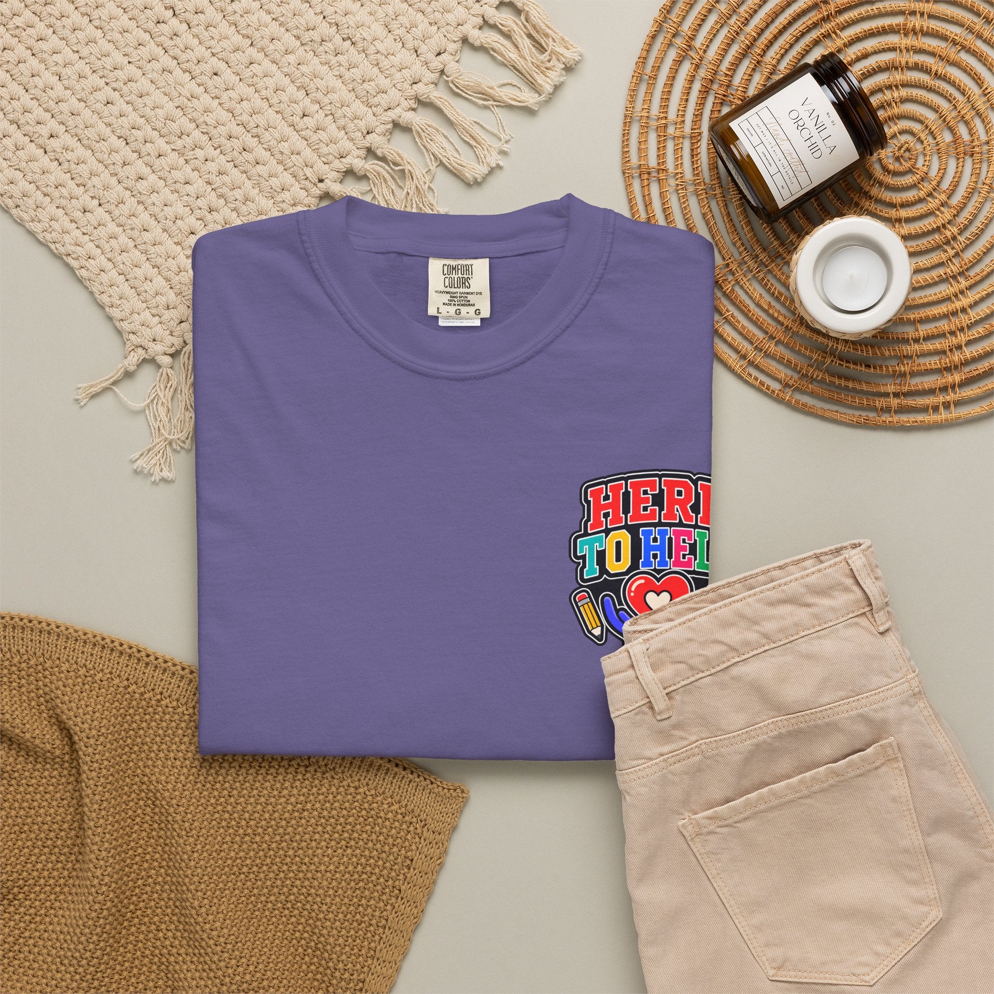 Here to Help School Support Staff Comfort Colors® Tee 🍎✏️