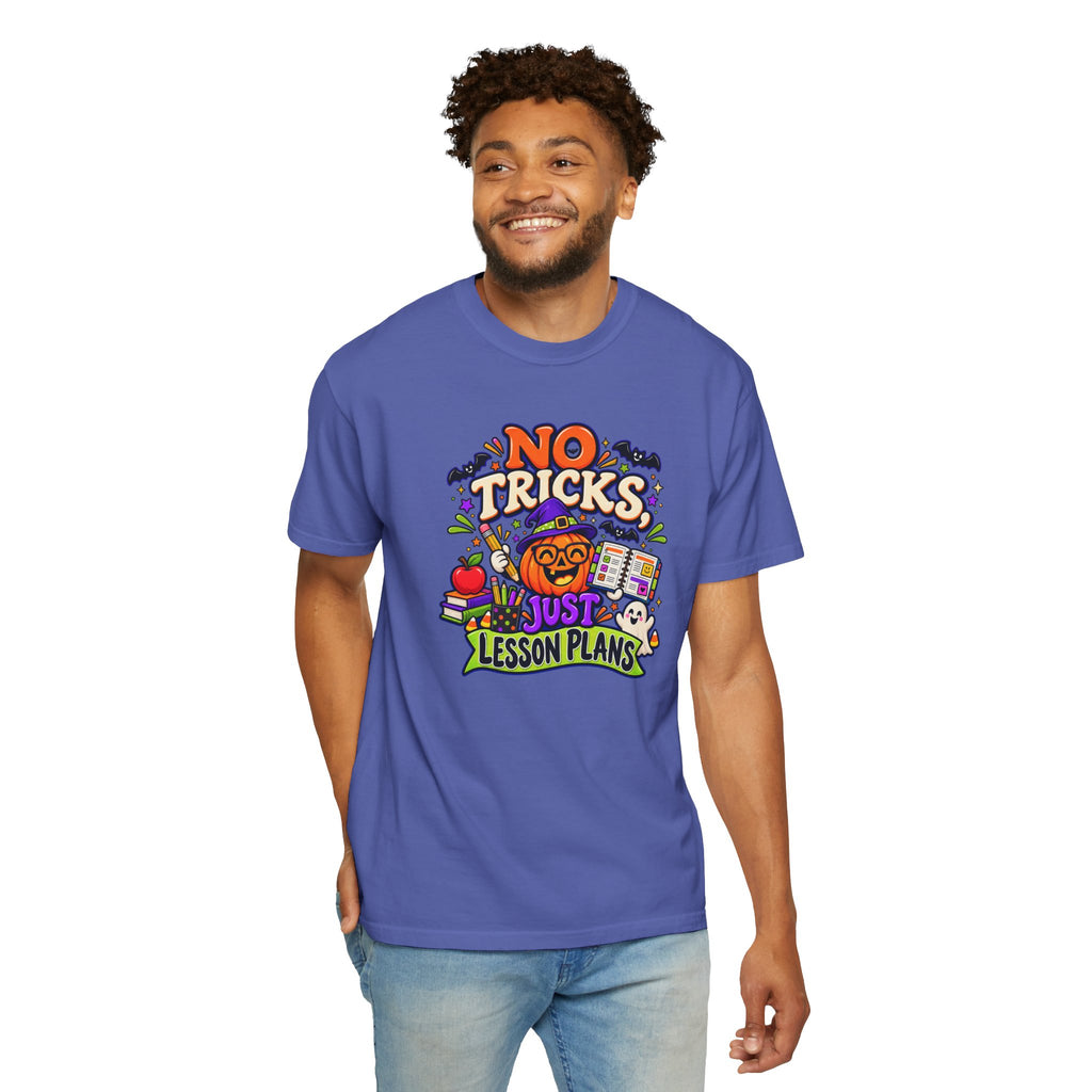 Halloween Teacher T-Shirt - "No Tricks, Just Lesson Plans"