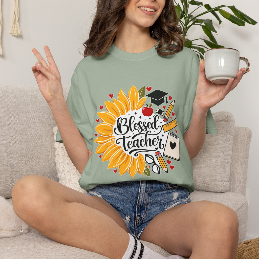 Blessed Teacher Heavyweight Tee 🌻📚✏️