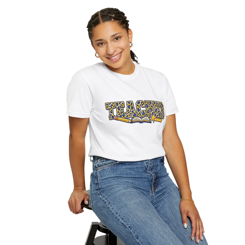 Leopard Print Teacher Comfort Colors® Heavyweight Tee 🍎✏️