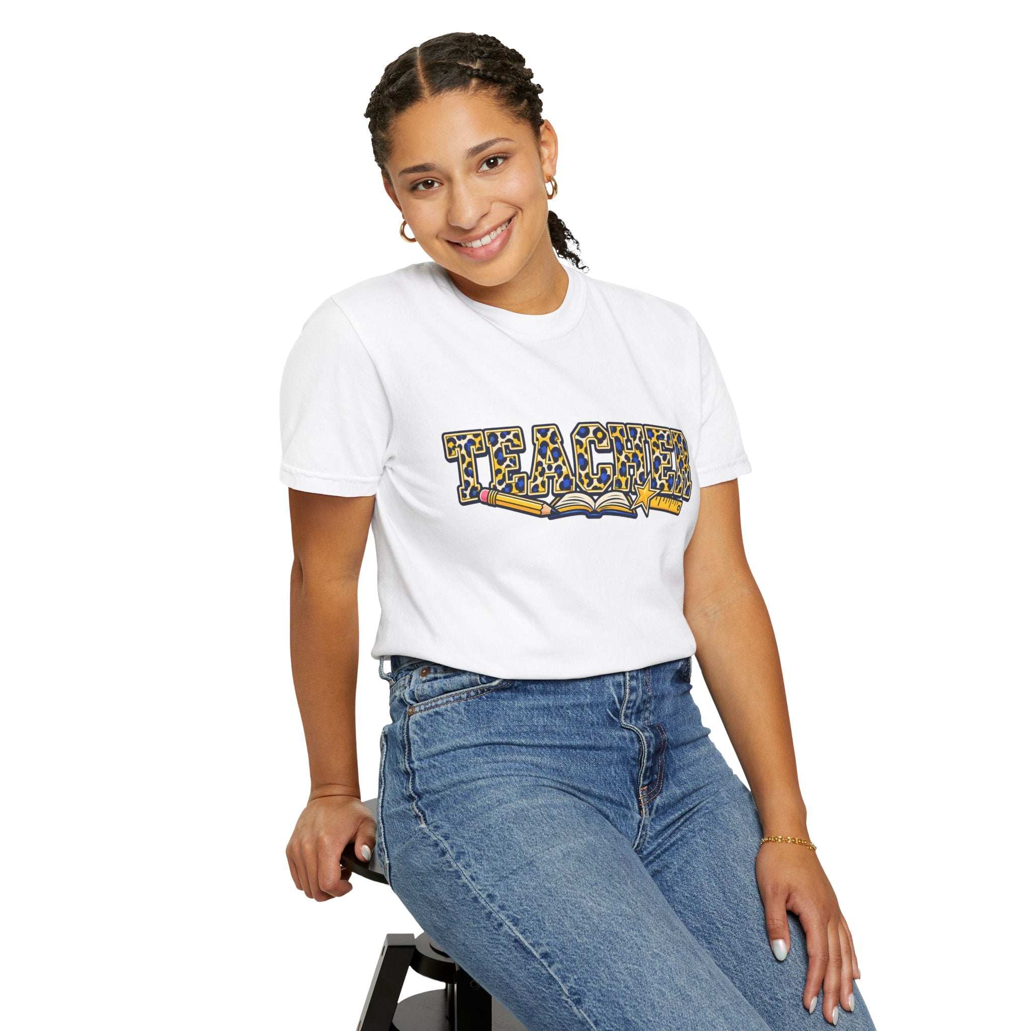 Leopard Print Teacher Comfort Colors® Heavyweight Tee 🍎✏️