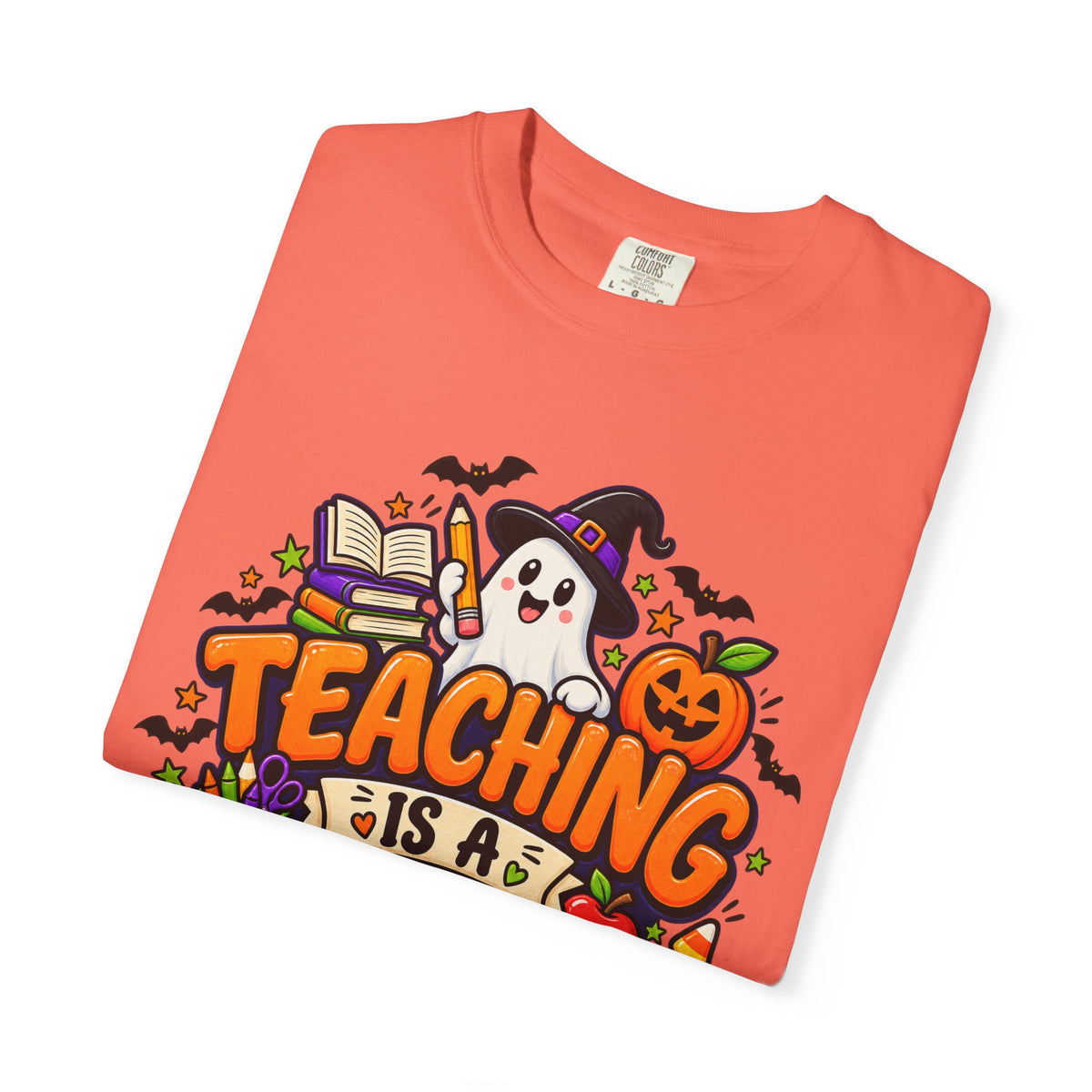 Teaching Is a Treat Halloween T-Shirt — Cute Ghost & Pumpkin Teacher Tee