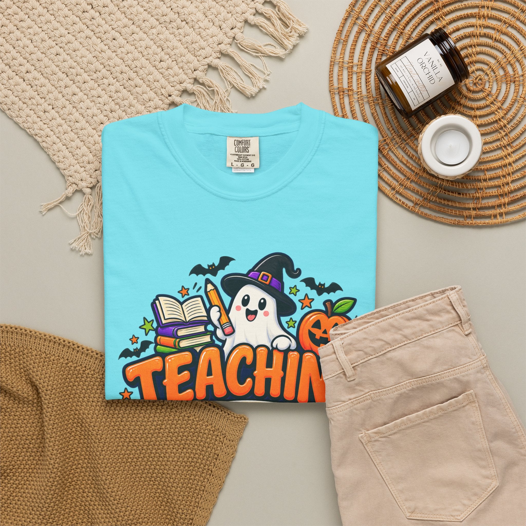 Teaching Is a Treat Halloween T-Shirt — Cute Ghost & Pumpkin Teacher Tee