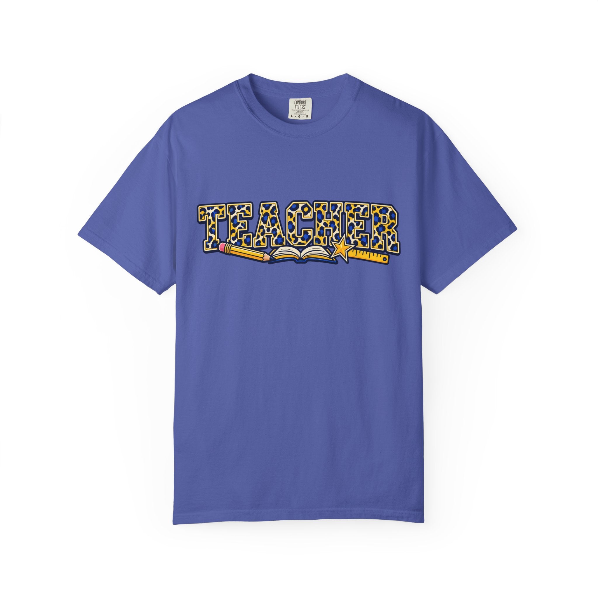 Leopard Print Teacher Comfort Colors® Heavyweight Tee 🍎✏️