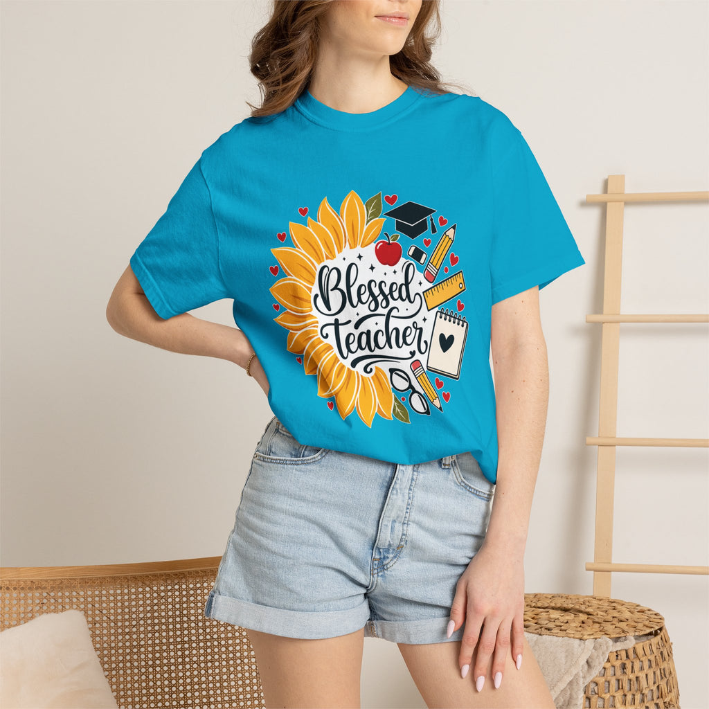 Blessed Teacher Heavyweight Tee 🌻📚✏️