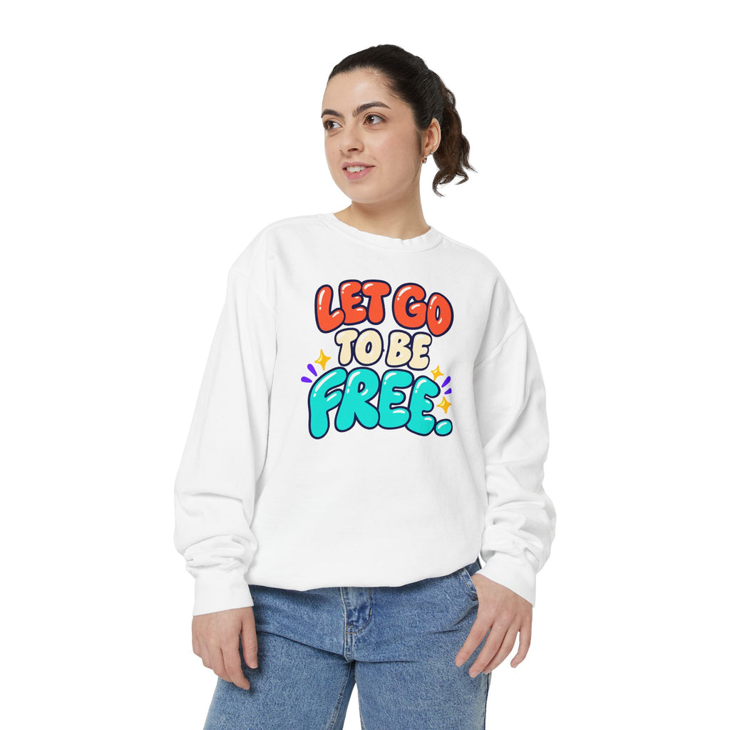 Let Go to Be Free Relaxed-Fit Sweatshirt — Lavender & Gray