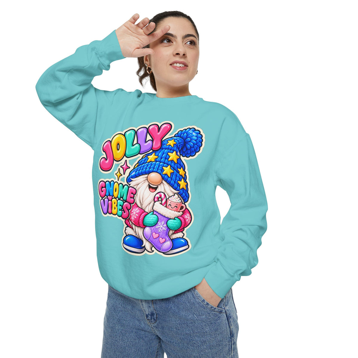 Jolly Gnome Vibes Christmas Sweatshirt