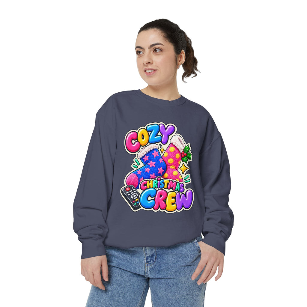 Cozy Christmas Crew Crewneck Sweatshirt 🧦🎄📺