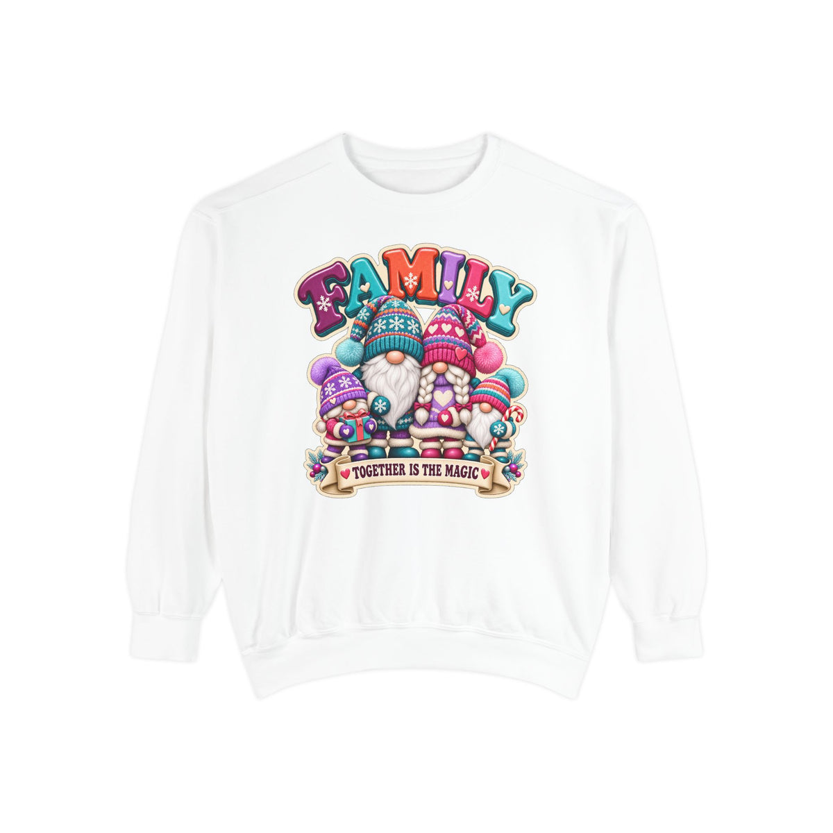 Family Gnomes "Together Is The Magic" Cozy Christmas Sweatshirt
