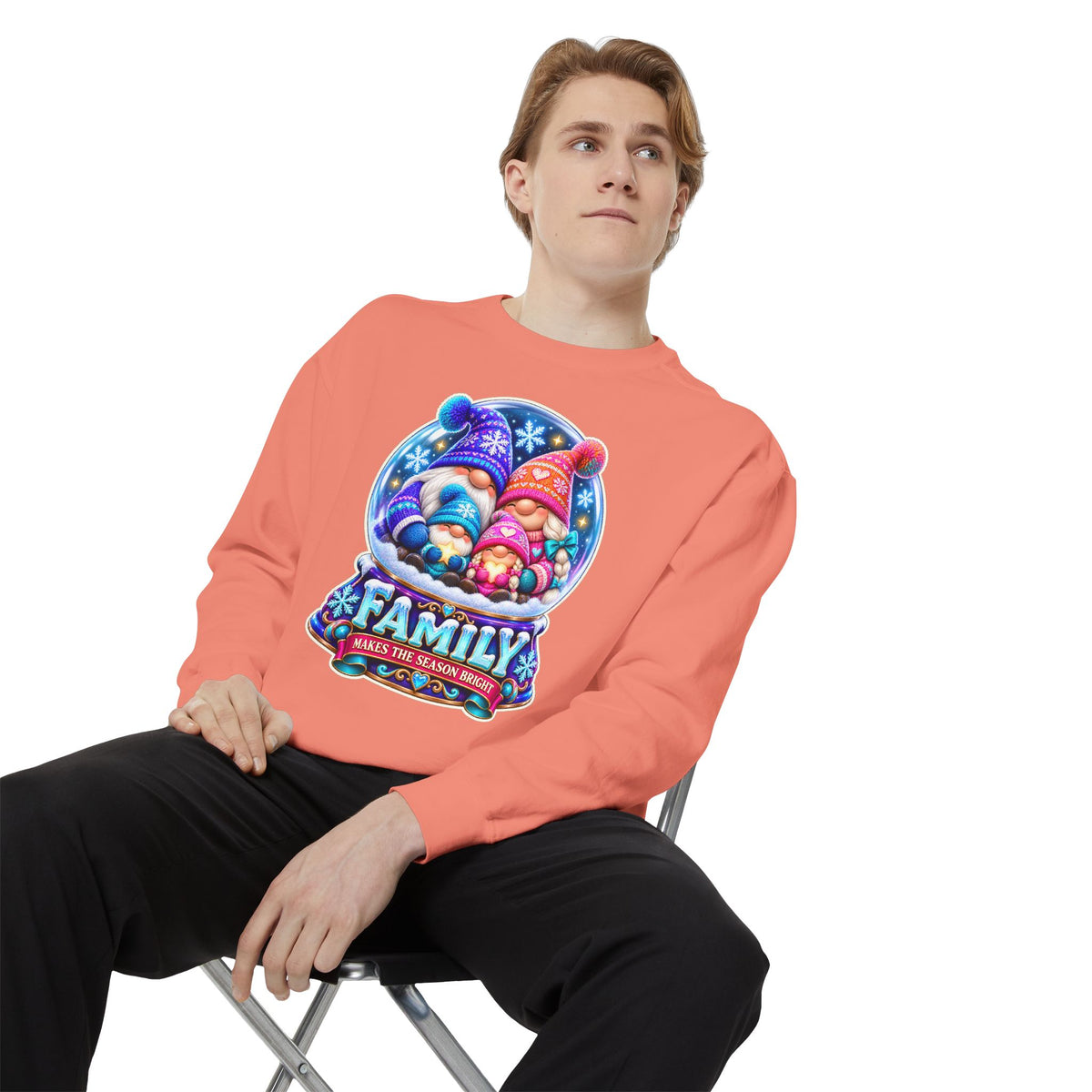 Family Gnome Christmas Sweatshirt "Family Makes the Season Bright"