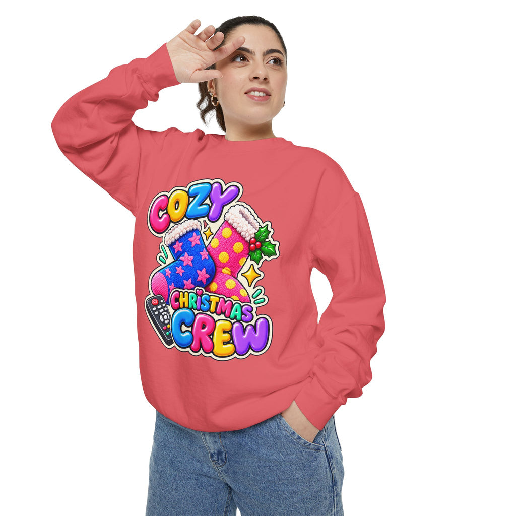 Cozy Christmas Crew Crewneck Sweatshirt 🧦🎄📺