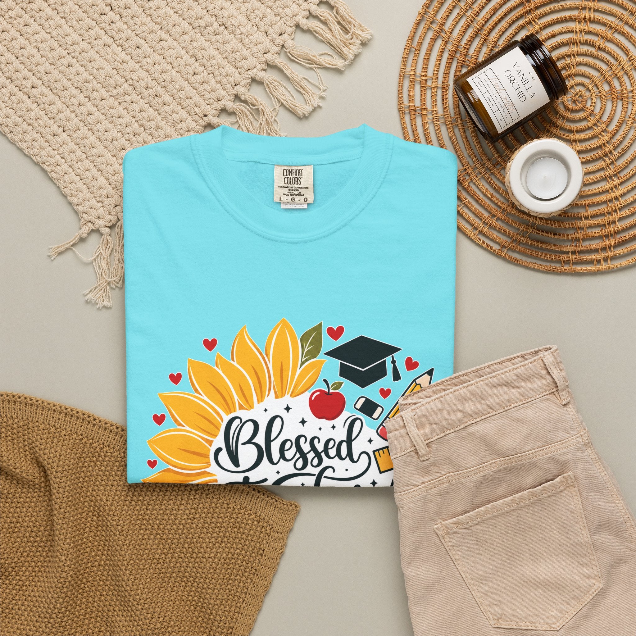 Blessed Teacher Heavyweight Tee 🌻📚✏️