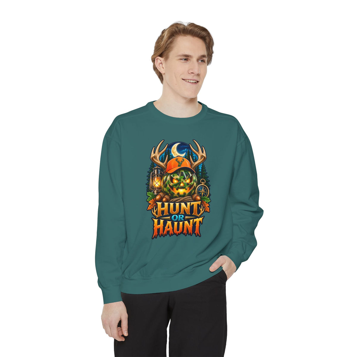 Hunt or Haunt Halloween Sweatshirt 🎃🍂 | Pumpkin Outdoor Crewneck