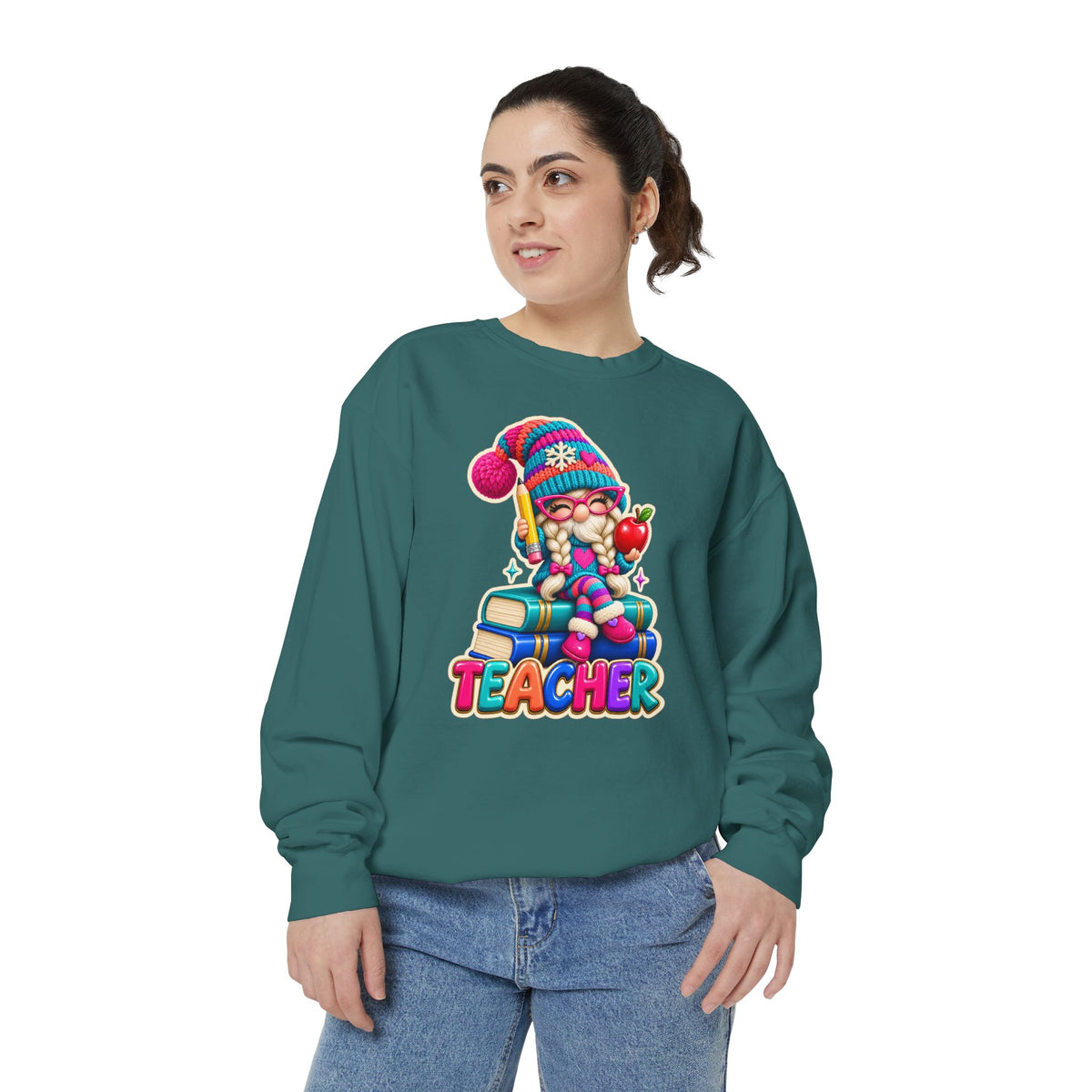 Teacher Gnome Book Lover Holiday Sweatshirt