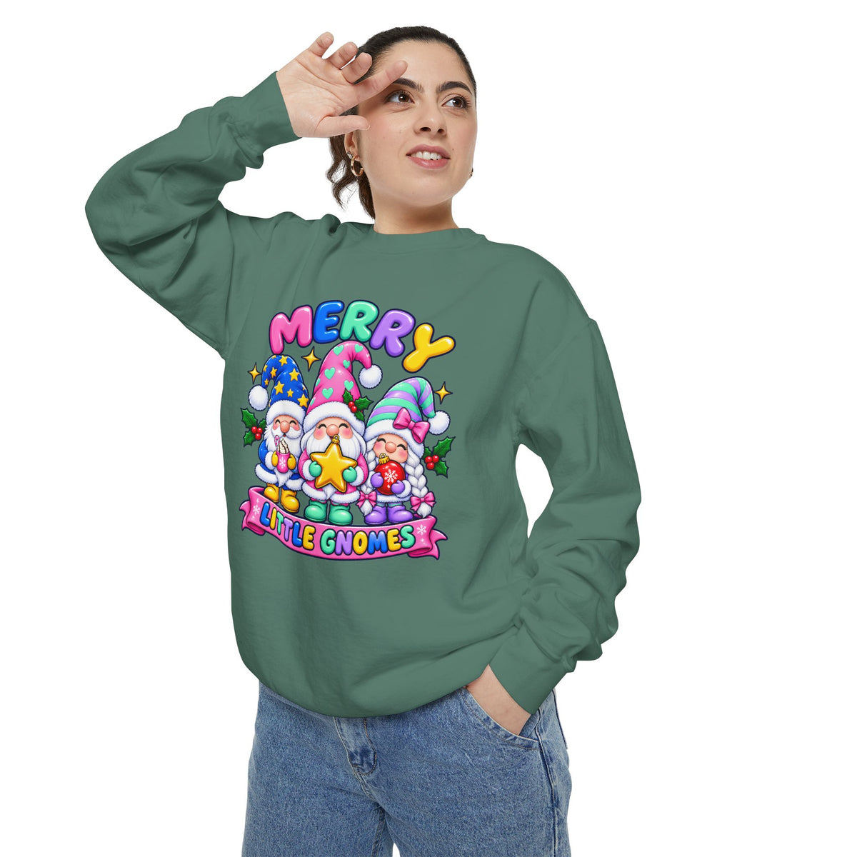 Merry Little Gnomes Sweatshirt Cute Christmas Holiday Crewneck