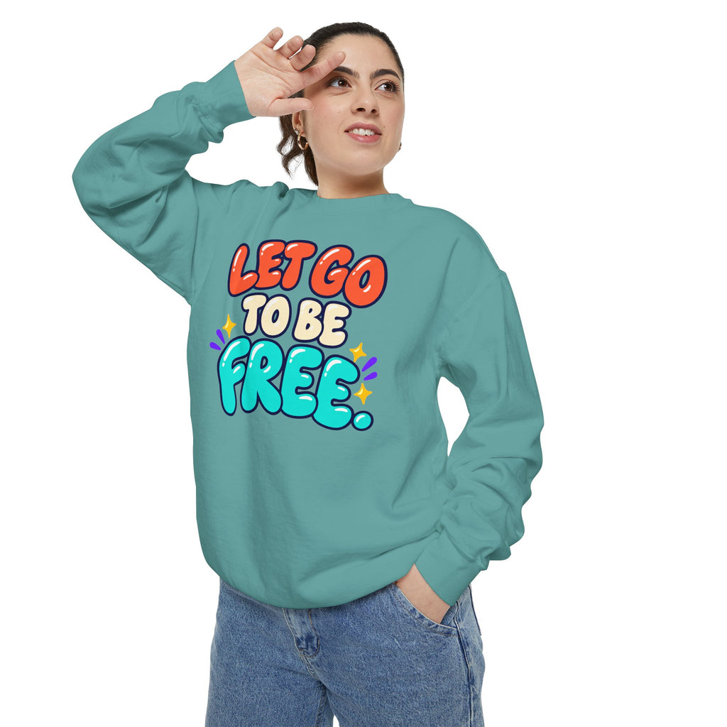 Let Go to Be Free Relaxed-Fit Sweatshirt — Lavender & Gray