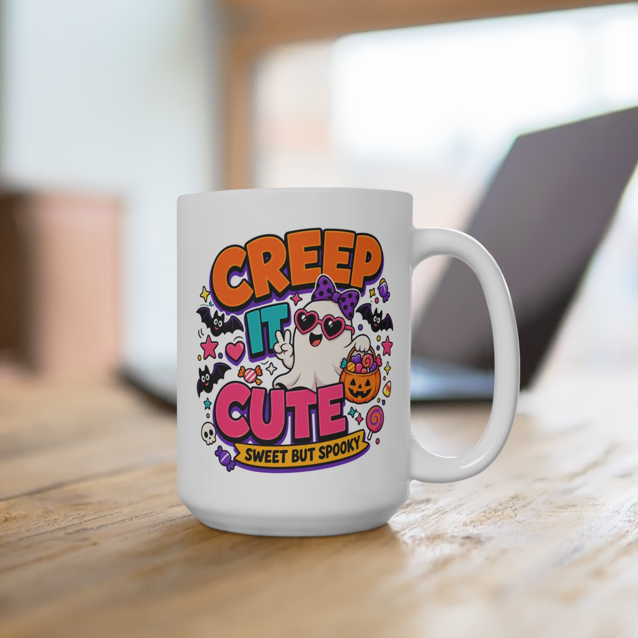 Creep It Cute Mug - Halloween Coffee Cup - Sweet but Spooky Ghost Mug - Fun Fall Gift