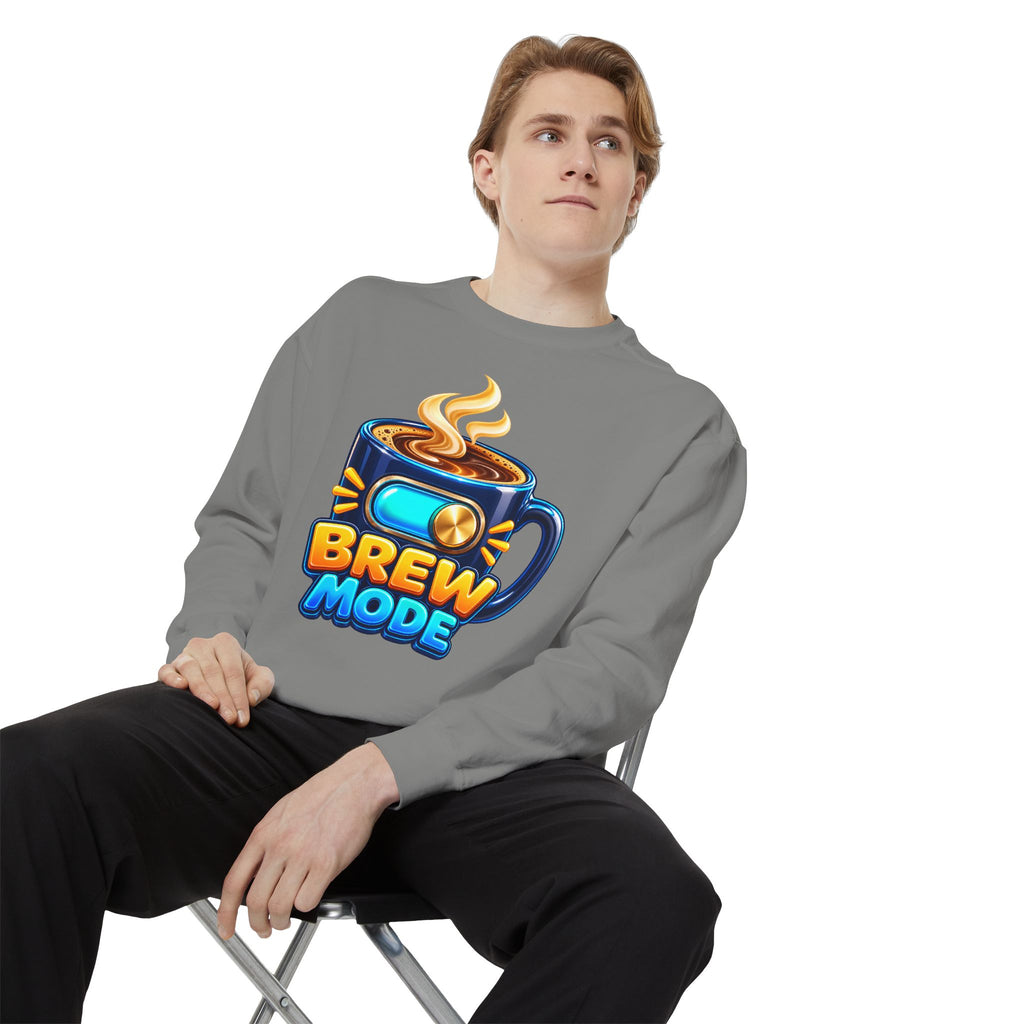Brew Mode Coffee Lover Crewneck Sweatshirt ☕️ | Cozy Coffee Graphic Pullover