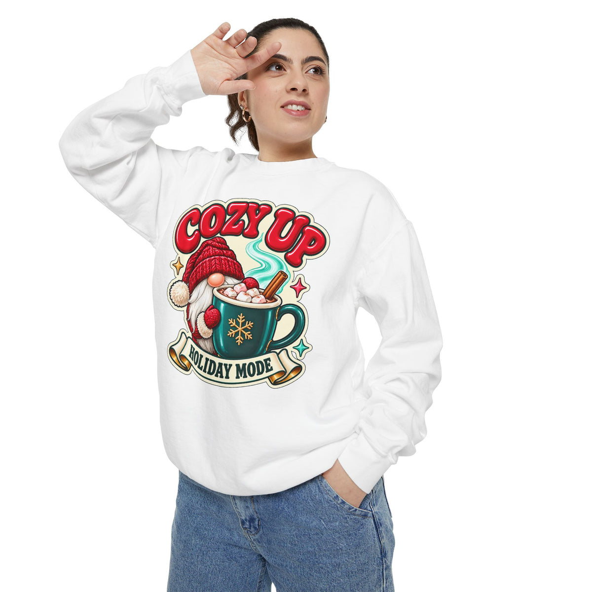 Cozy Up Christmas Mode Gnome Cocoa Sweatshirt