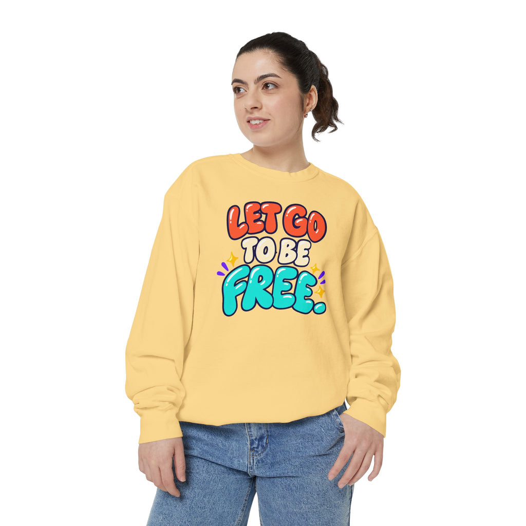 Let Go to Be Free Relaxed-Fit Sweatshirt — Lavender & Gray