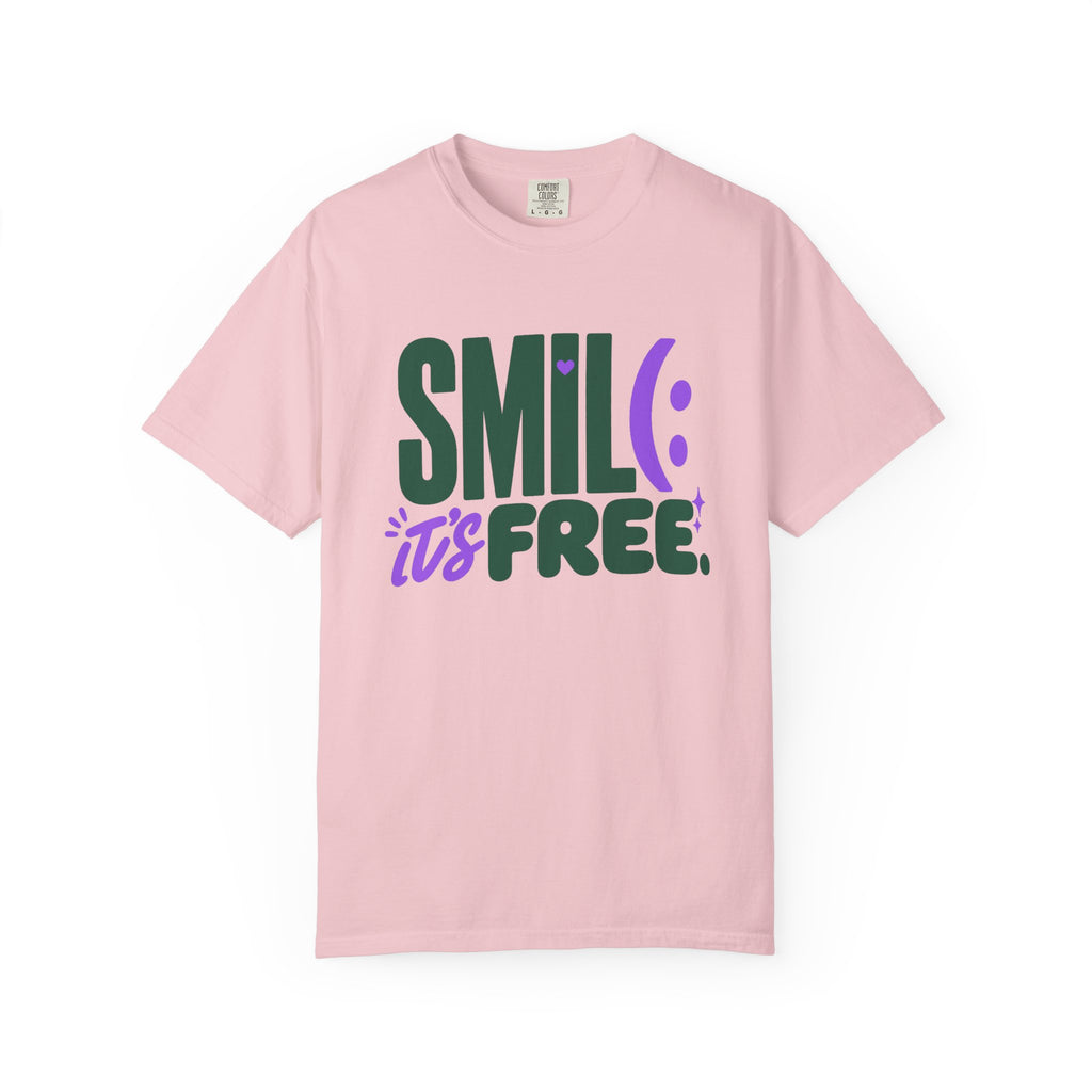 SMIL(: IT’S FREE. Forest Green & Purple Garment-Dyed Graphic Tee