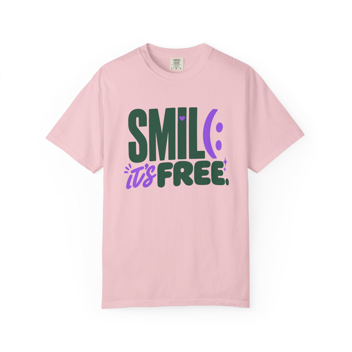 SMIL(: IT’S FREE. Forest Green & Purple Garment-Dyed Graphic Tee