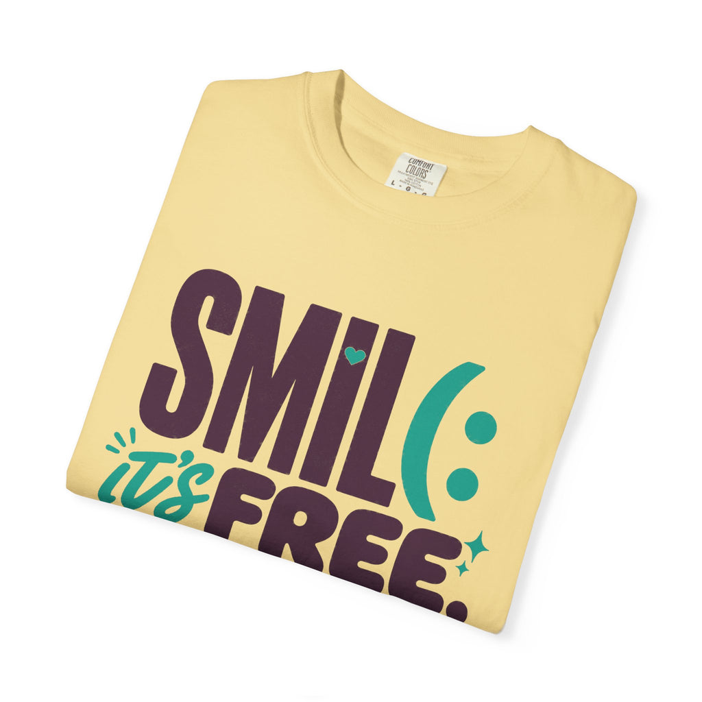 SMIL(: IT’S FREE. Plum & Teal Garment-Dyed Graphic Tee