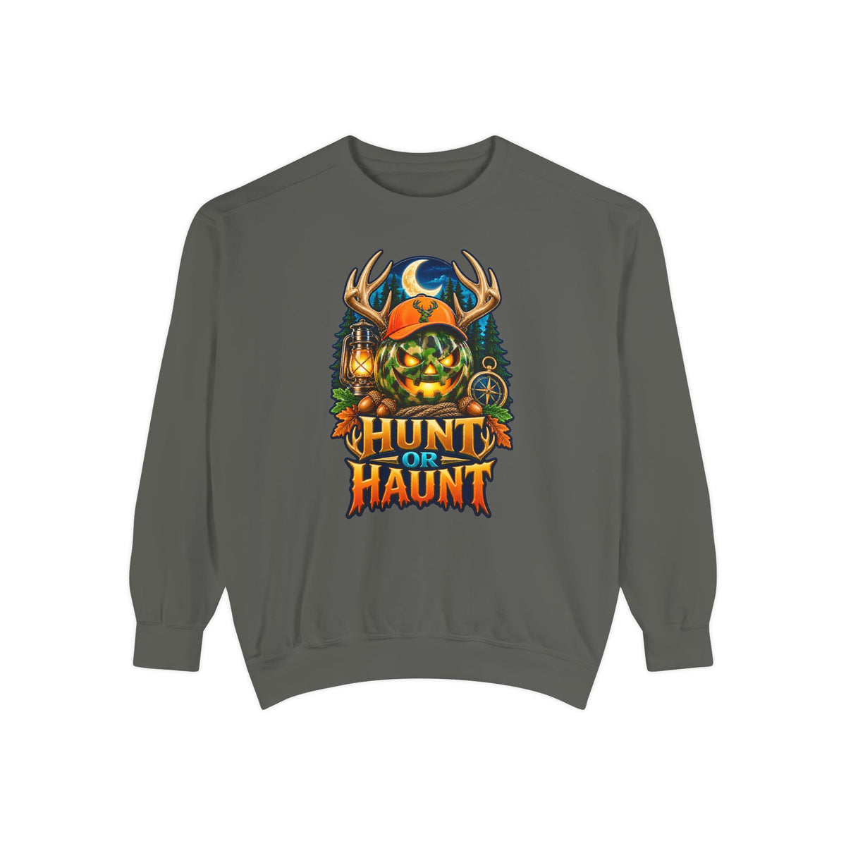 Hunt or Haunt Halloween Sweatshirt 🎃🍂 | Pumpkin Outdoor Crewneck